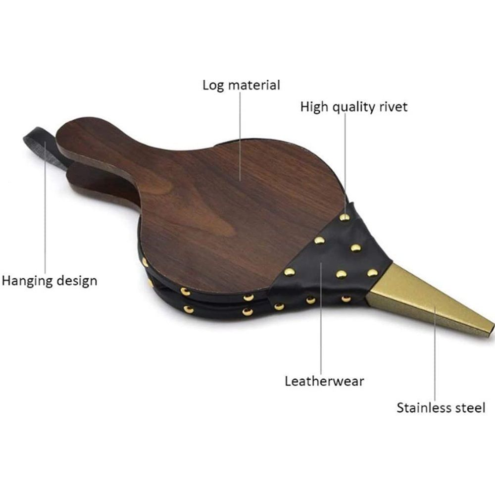 Indoor and outdoor camping barbecue wooden blower hand corrugated pipe pump pit barbecue tool accessories brown (30 * 13) - Image 4