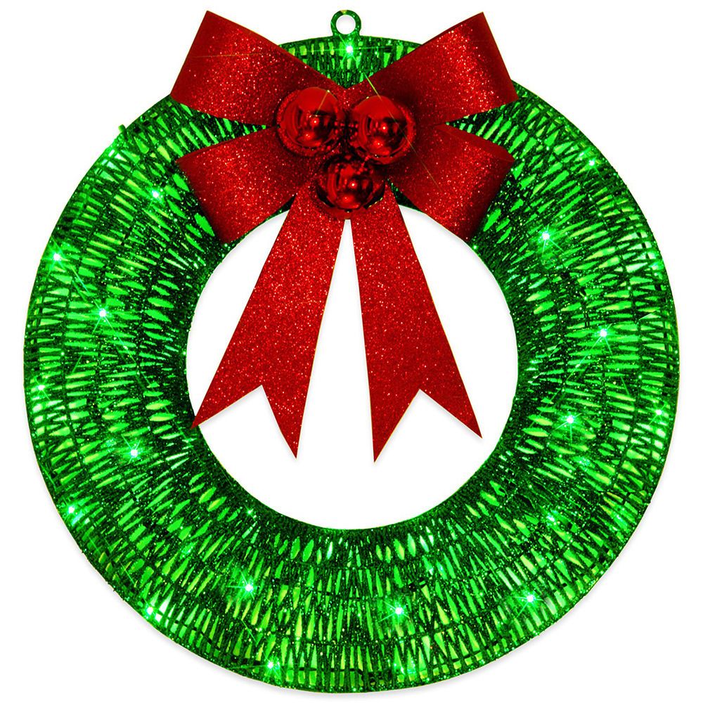 Christmas wreath outdoor decoration, small Christmas wreath plugin, suitable for doors, windows, garage green spaces（30cm） - Image 1