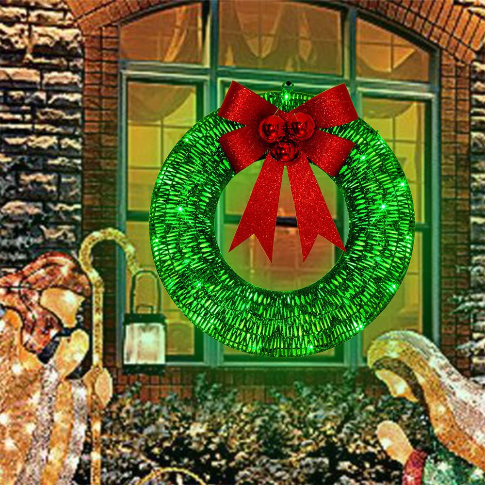 Christmas wreath outdoor decoration, small Christmas wreath plugin, suitable for doors, windows, garage green spaces（30cm） - Image 2