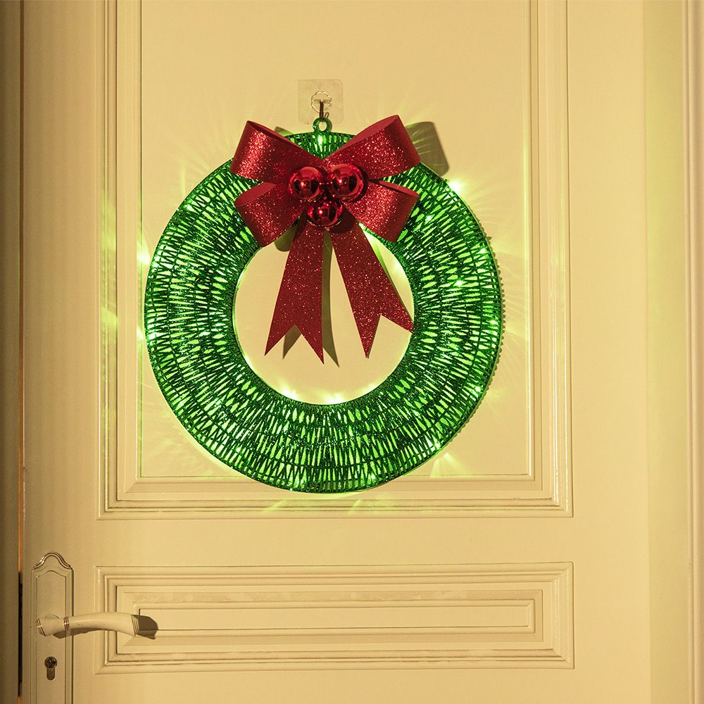 Christmas wreath outdoor decoration, small Christmas wreath plugin, suitable for doors, windows, garage green spaces（30cm） - Image 3