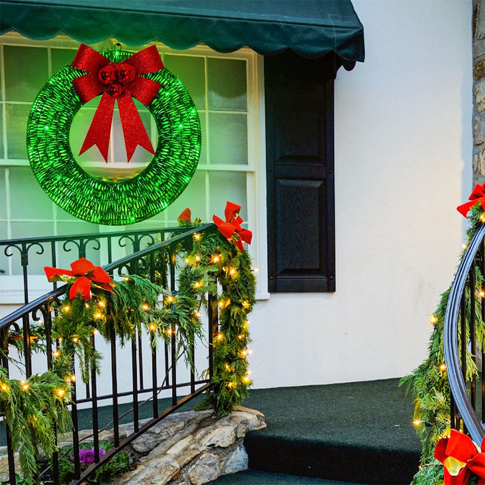 Christmas wreath outdoor decoration, small Christmas wreath plugin, suitable for doors, windows, garage green spaces（30cm） - Image 4