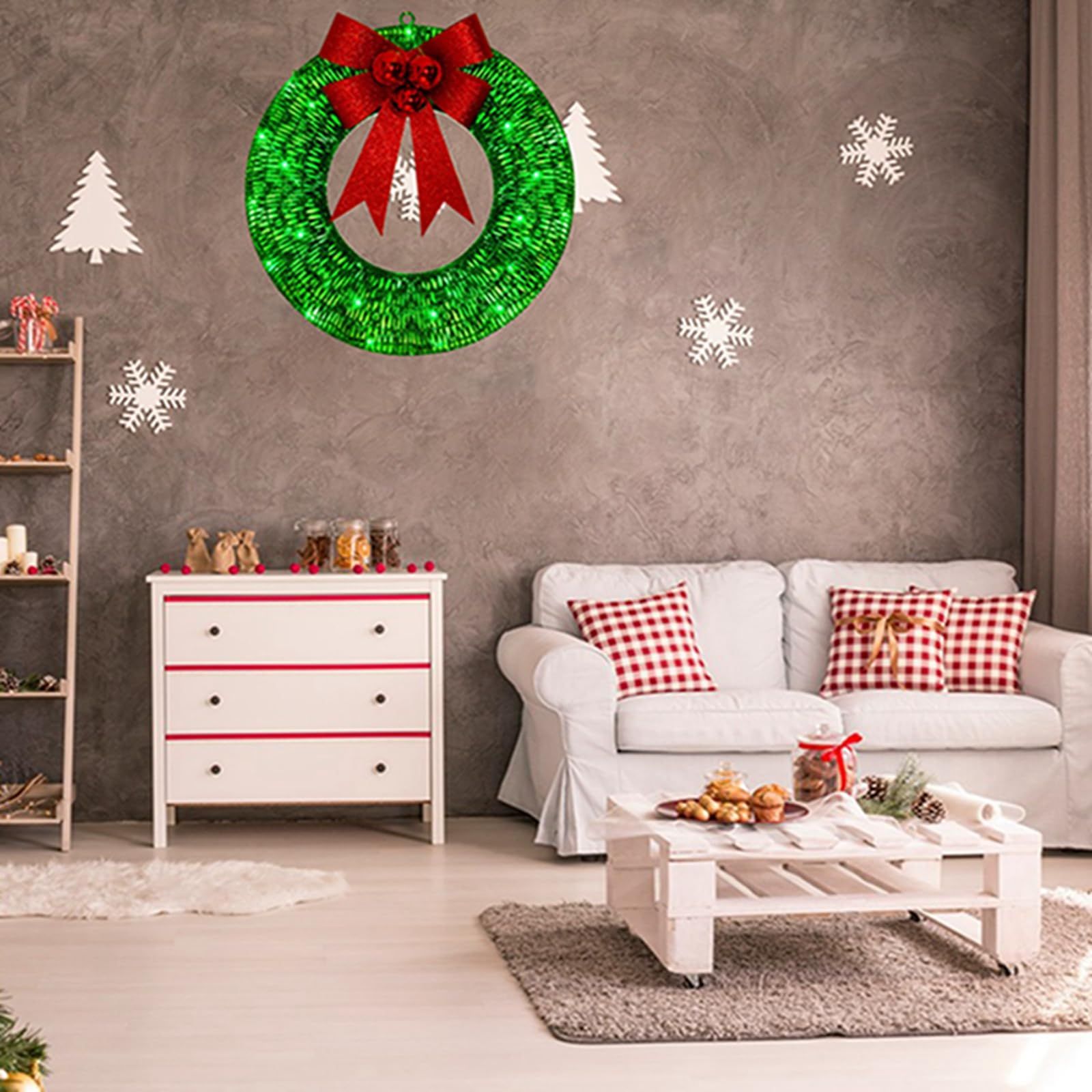 Christmas wreath outdoor decoration, small Christmas wreath plugin, suitable for doors, windows, garage green spaces（30cm） - Image 5