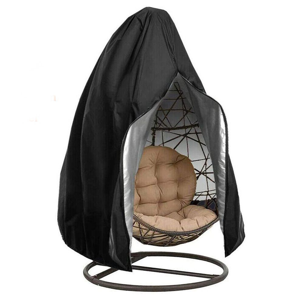 Patio Egg Chair Cover Waterproof Wicker Swing Egg Chair Cover with Zipper and Bottom Buckle Single Seat for Outdoor Furniture, Black, （115*190CM） - Image 1