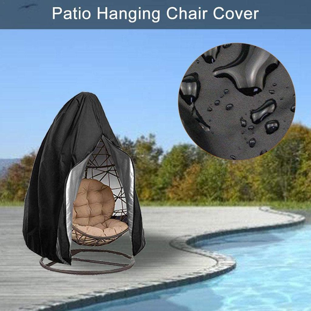 Patio Egg Chair Cover Waterproof Wicker Swing Egg Chair Cover with Zipper and Bottom Buckle Single Seat for Outdoor Furniture, Black, （115*190CM） - Image 4