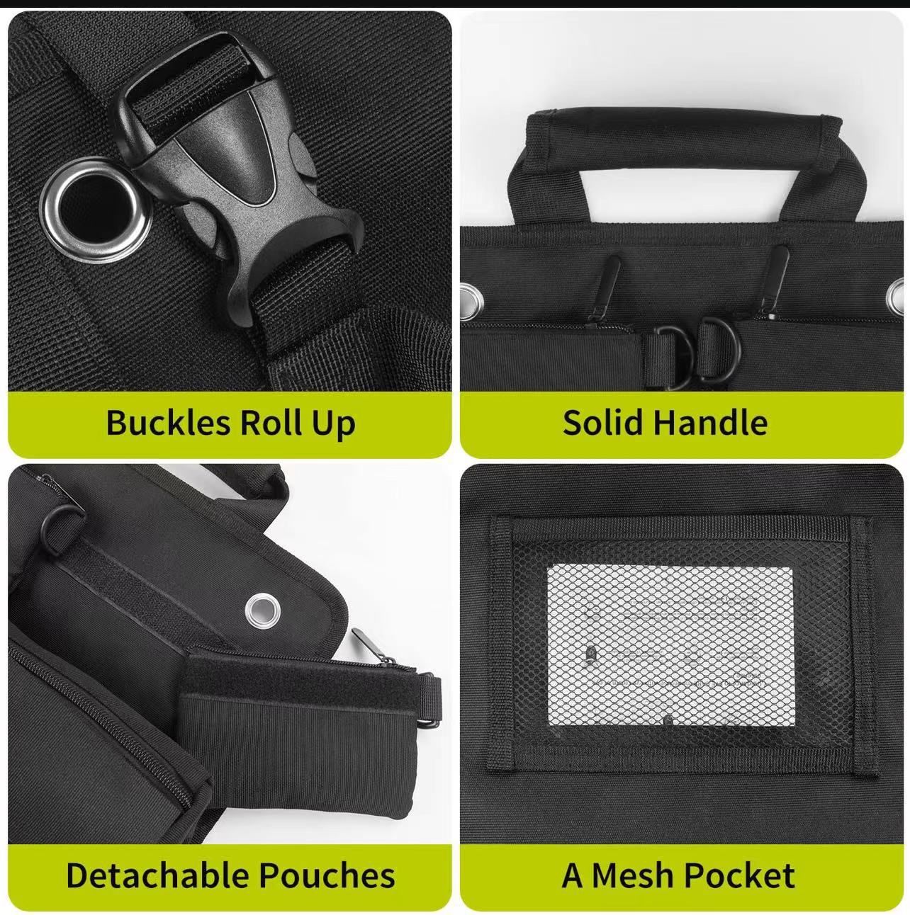 Heavy Duty Roll Up Tool Bag,Thickened Oxford Fabric, Puncture Resistant for Electricians, Carpentry, DIY, Car Repair, Multi-Color(Black) - Image 3
