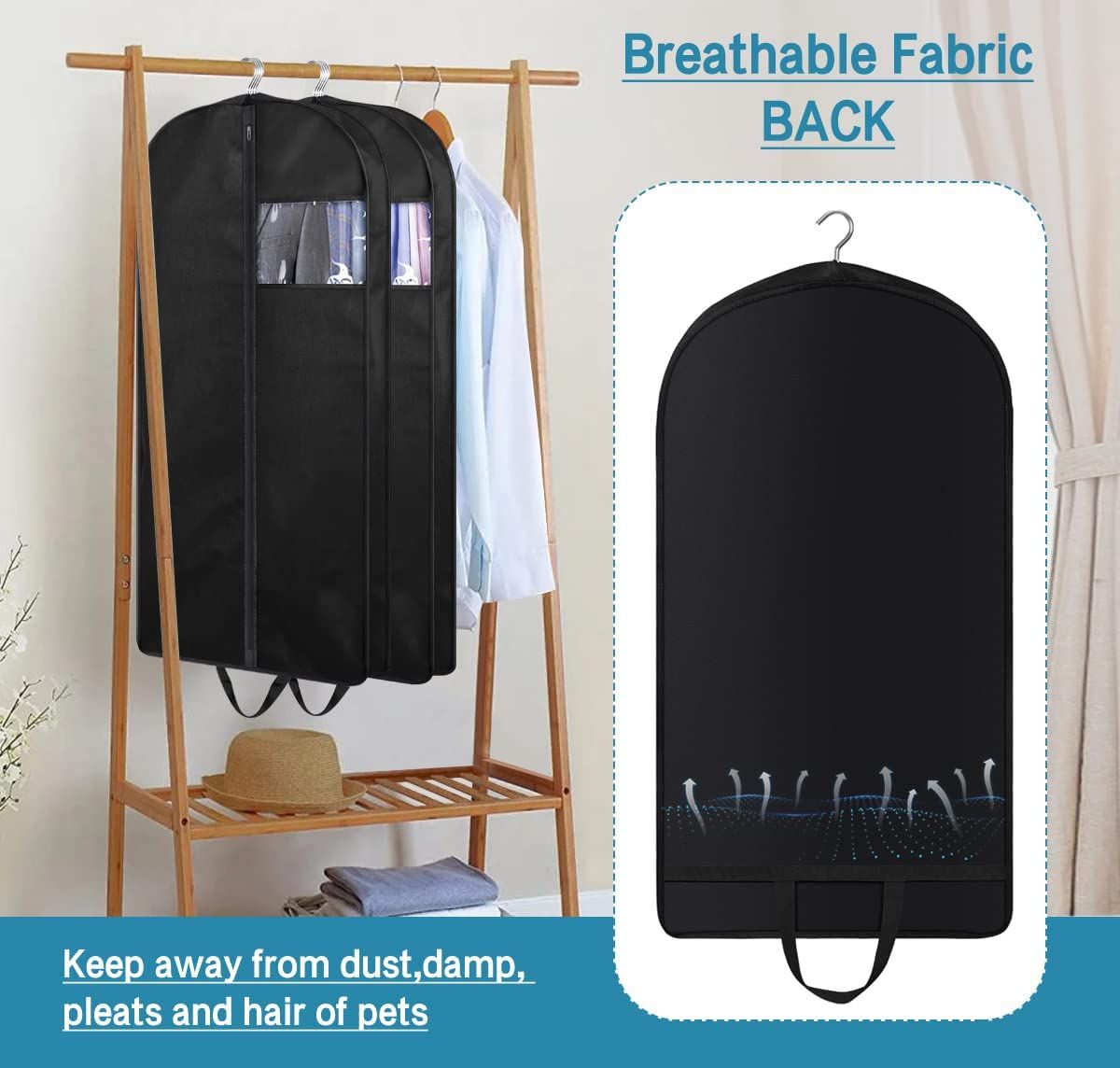 Travel Garment Bag with Zipper Pocket, Suit Bag for Suits, Dresses, Coats  Men Suit Cover With Handles for Clothes, Coats, Jackets, Shirts（3 Packs） - Image 3