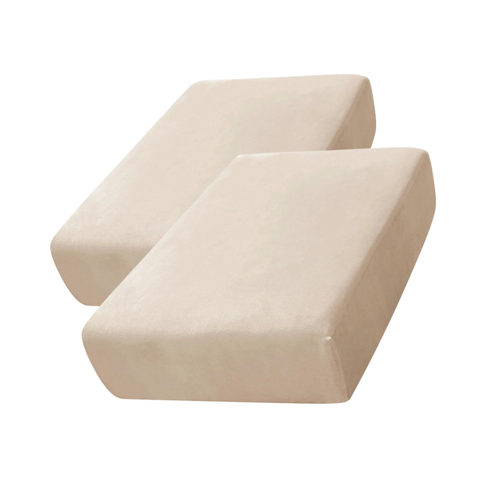 2 pack Stretch Cushion Cover, Couch Cushion Slipcover Sofa Seat Covers Furniture Protector with Elastic Bottom (Beige Gray, 2) - Image 1