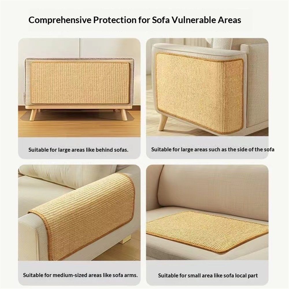 3 Packs Cat Scratching Mat, 15.7 x 11.8 Inch Natural Sisal Cat Scratch Pad Mats for Indoor Cats, Horizontal Cats Wall Scratcher Kitten Floor Rug, Furniture Protector - Image 4