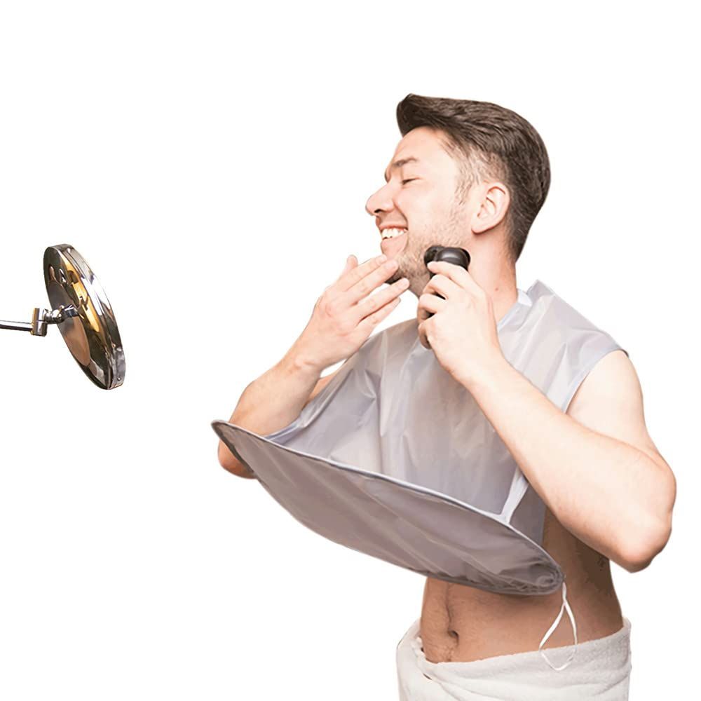 2 pack Beard Bib Apron Hair Catcher for Men Shaving & Trimming, Non-Stick Cape Grooming Cloth, Waterproof（gray，There are only 2 shrouds） - Image 1