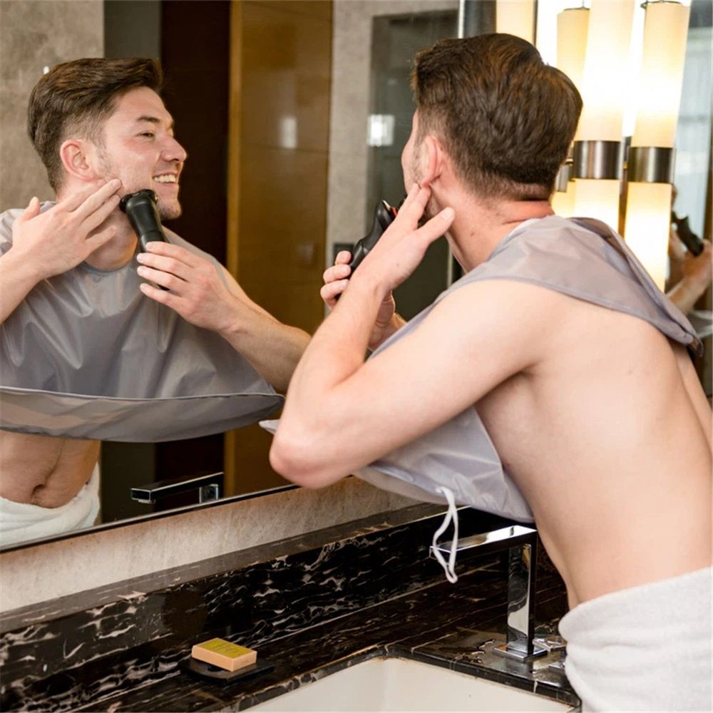 2 pack Beard Bib Apron Hair Catcher for Men Shaving & Trimming, Non-Stick Cape Grooming Cloth, Waterproof（gray，There are only 2 shrouds） - Image 3