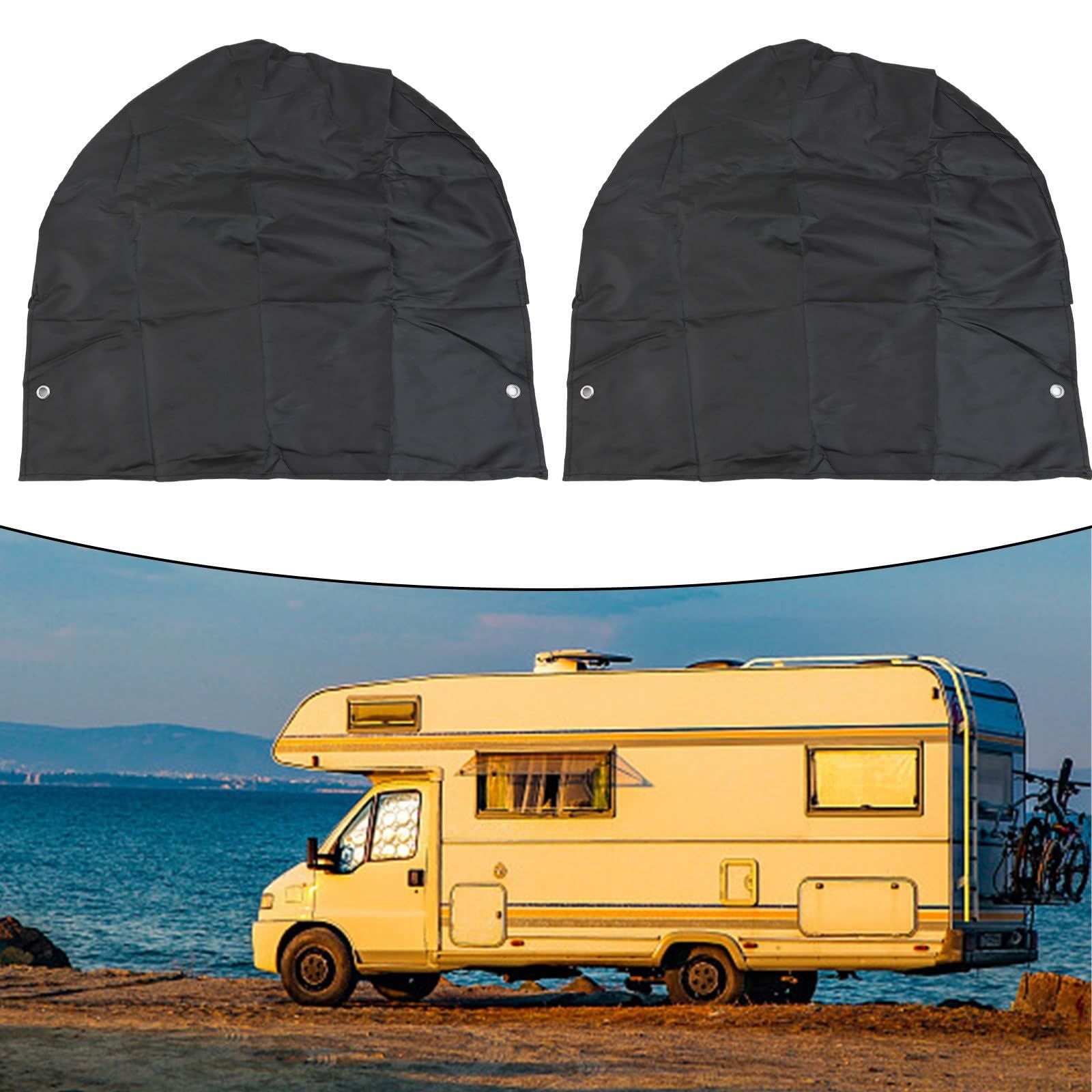Tire Covers Set of 4 - UV Resistant Trailer Wheel Covers for Camper, SUV, Jeep, Trucks, Trailers and RV, Universal Tire Fits 27