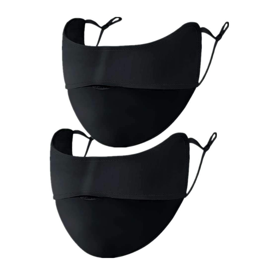2 pack UV Face Covering UPF 50+ Women Breathable Mask Sun Protection Reusable Outdoor, Protection Golf Sports Face Mask for Women (black) - Image 1