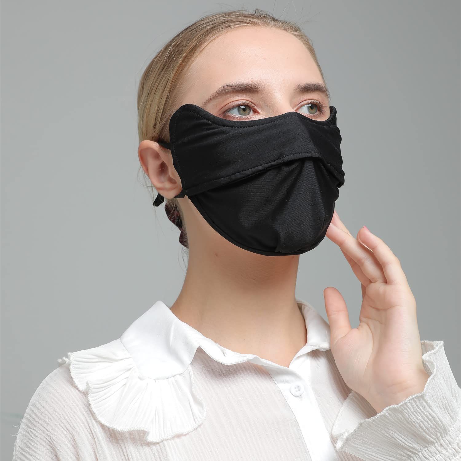 2 pack UV Face Covering UPF 50+ Women Breathable Mask Sun Protection Reusable Outdoor, Protection Golf Sports Face Mask for Women (black) - Image 4