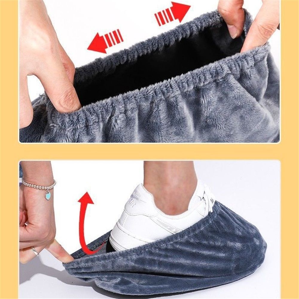 Shoe Covers, 5 Pairs Reusable Non Slip Shoe Protector Covers Washable Soft Shoe Cover for Household Office, Grey - Image 3