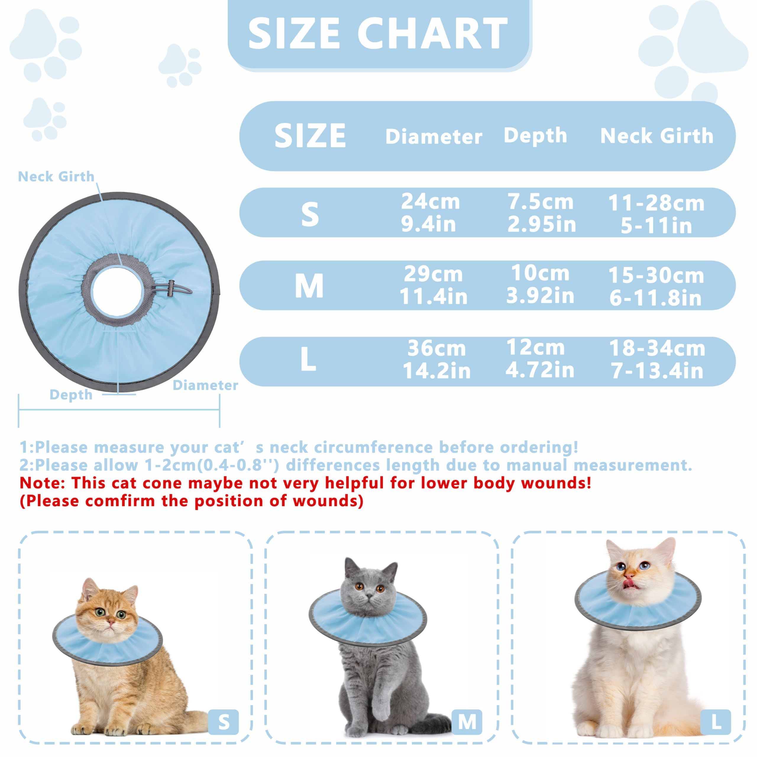 Lightweight Cat Cone Collar Soft, Soft Comfortable Cat Recovery Collar After Surgery, Collar for Cats, Cone for Cats to Stop Licking (Baby Blue, S) - Image 2