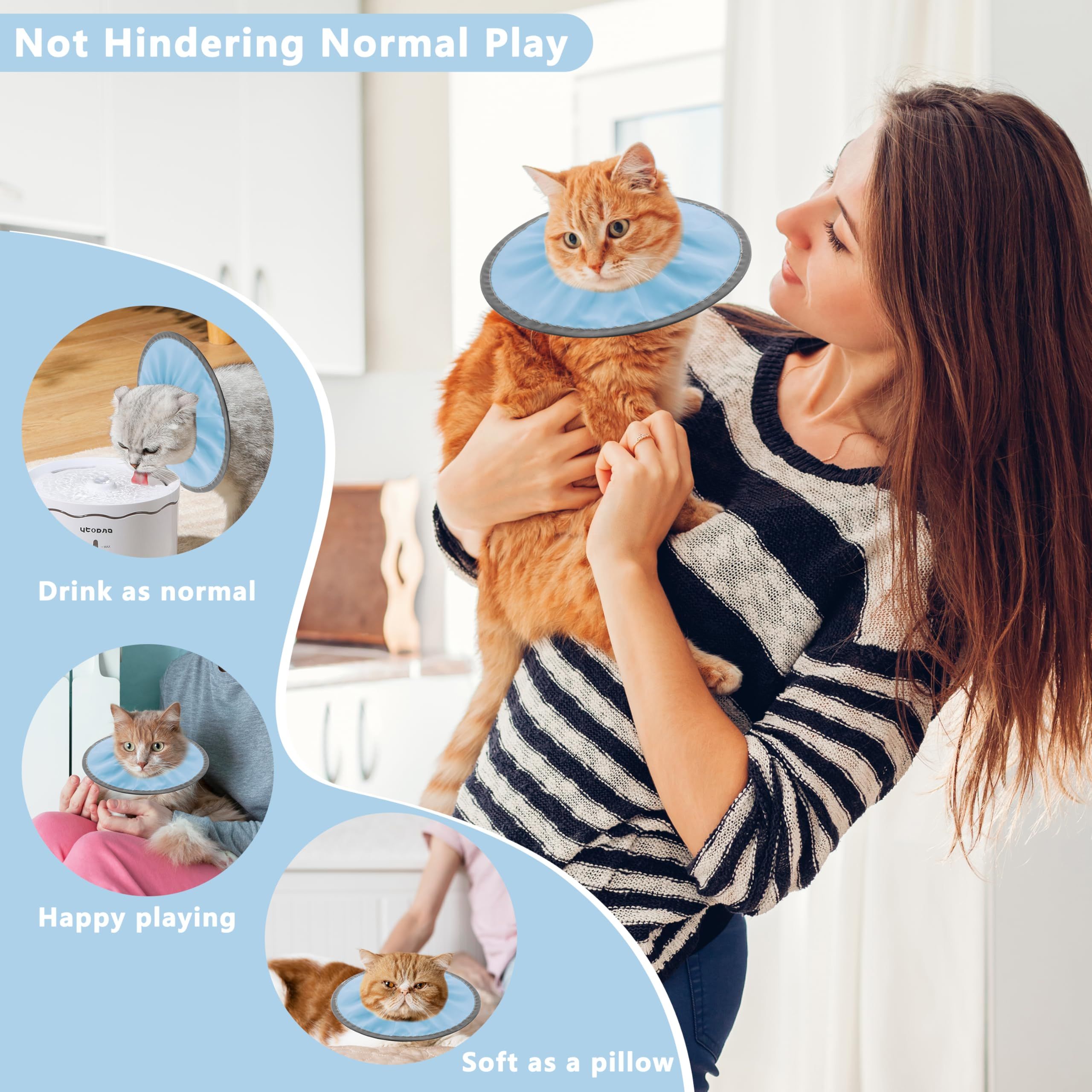 Lightweight Cat Cone Collar Soft, Soft Comfortable Cat Recovery Collar After Surgery, Collar for Cats, Cone for Cats to Stop Licking (Baby Blue, S) - Image 3