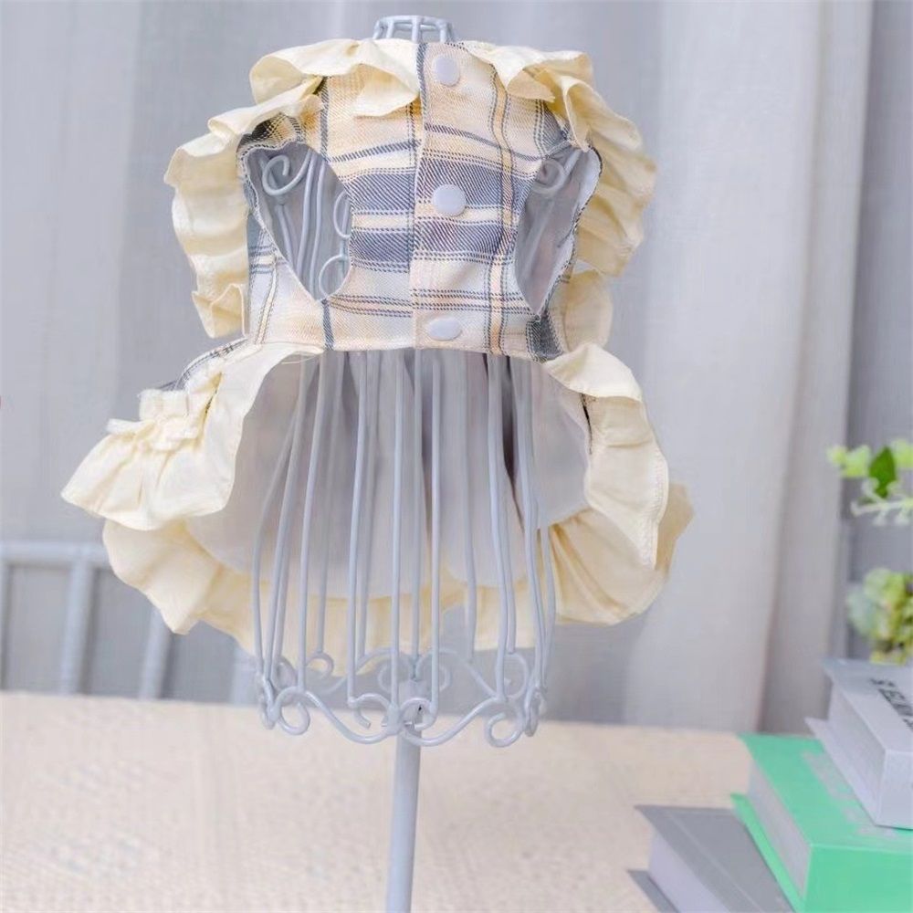 Sweety Plaids Printed Maid Dress polyester Tutu Doll Collar for Small, Extra Small Dog Teddy, Pug, Chihuahua, Shih Tzu, Yorkshire Terriers (S) - Image 2