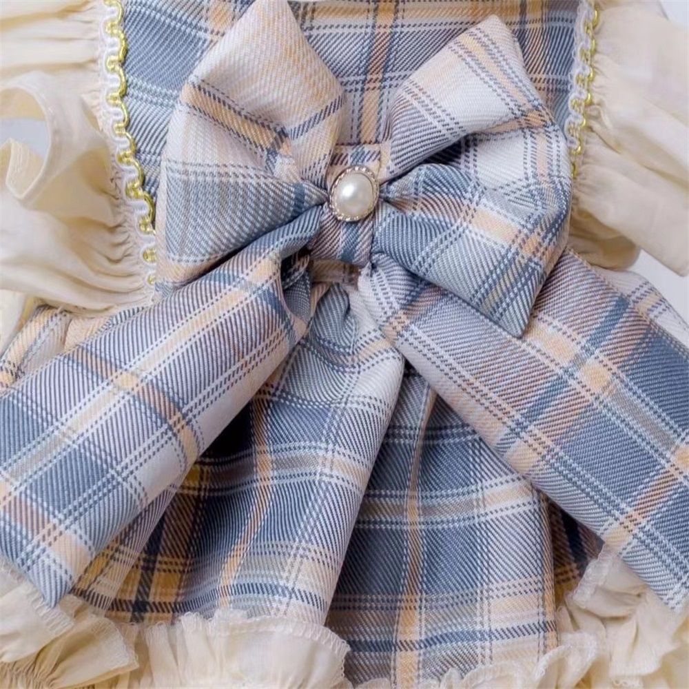 Sweety Plaids Printed Maid Dress polyester Tutu Doll Collar for Small, Extra Small Dog Teddy, Pug, Chihuahua, Shih Tzu, Yorkshire Terriers (S) - Image 3