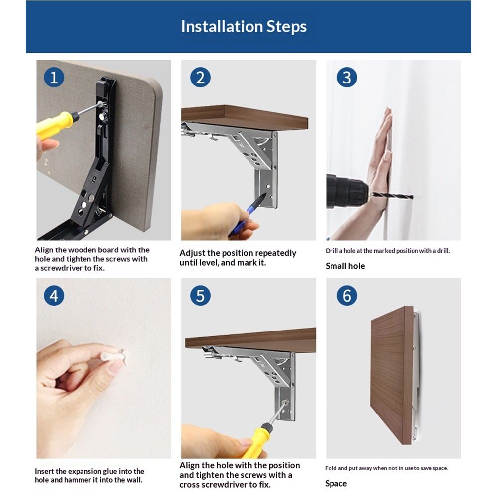 Folding Shelf Brackets Hinges 2 Pcs,Drop Leaf Hinges,Wall Drop Leaf Table Hinge,90 Degree Self-Locking Folding Hinge,Loating Shelves Brackets（12 Inch） - Image 5