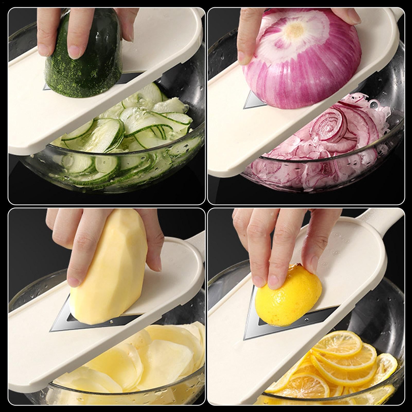 Onion Slicer, Stainless Steel Vegetable Cutter | Salad Grater | Multi-Purpose Chopper For Cabbage Lettuce Onion Vegetable（Salad grater+hand guard (with cleaning brush included)） - Image 4