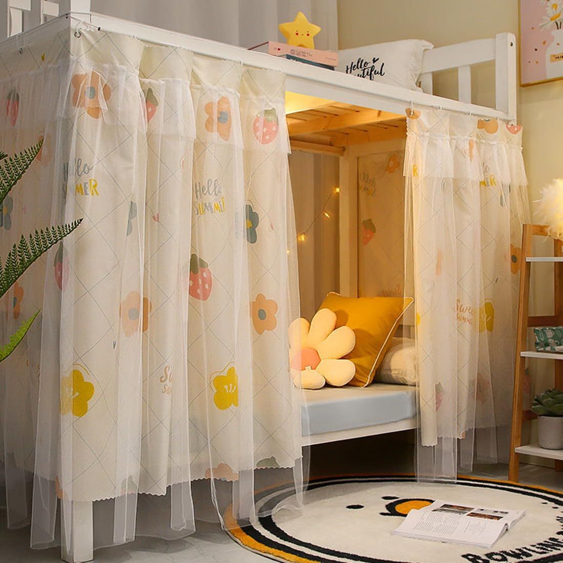 Students Dorm Bunk Bed Curtain Home Privacy Bed Shading Curtain Net Bed Cloth Dustproof Blackout Bed Canopy Bedding Curtain Students Dormitory Tent Lightproof Cloth Bedding Canopy Spread Curtain - Image 1