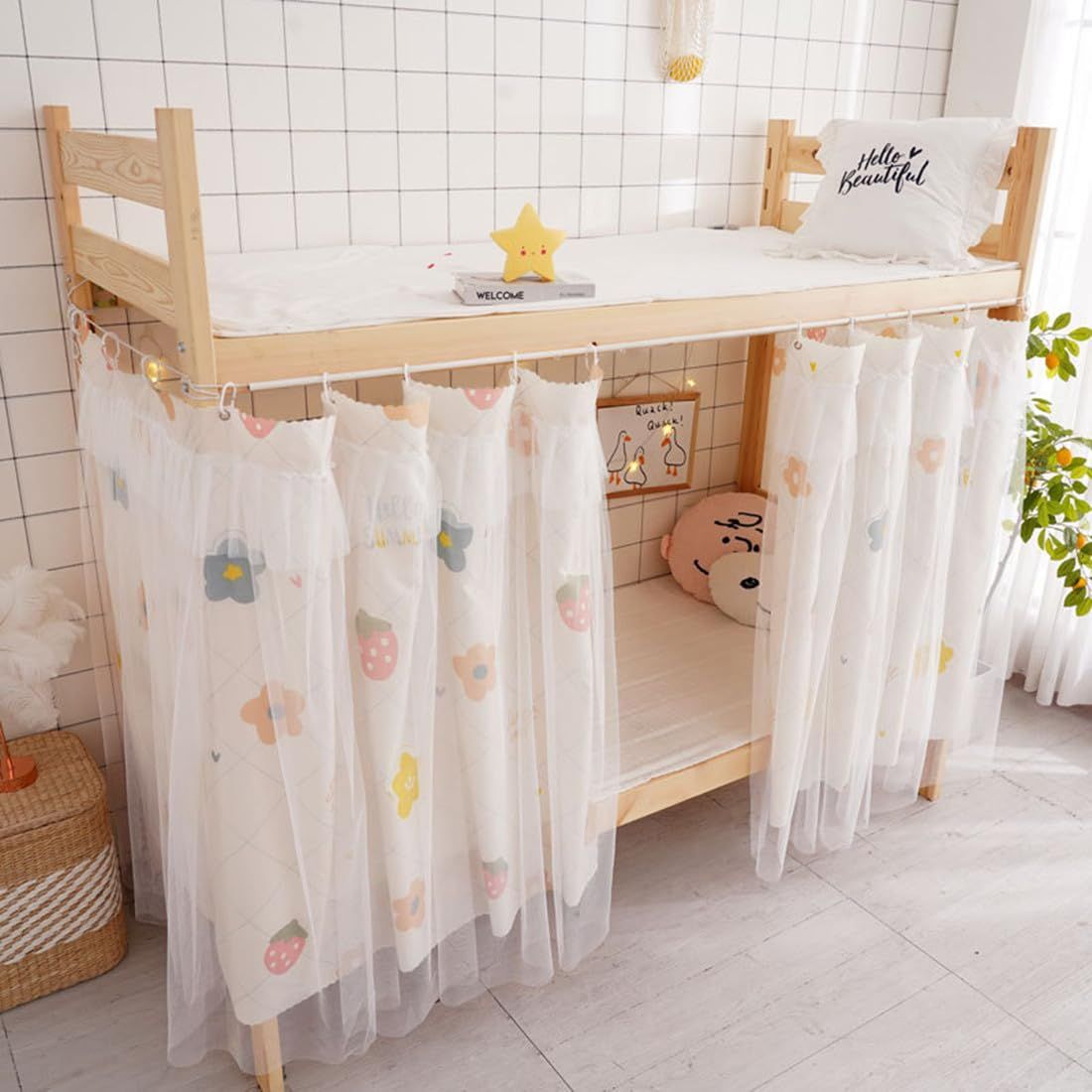 Students Dorm Bunk Bed Curtain Home Privacy Bed Shading Curtain Net Bed Cloth Dustproof Blackout Bed Canopy Bedding Curtain Students Dormitory Tent Lightproof Cloth Bedding Canopy Spread Curtain - Image 2