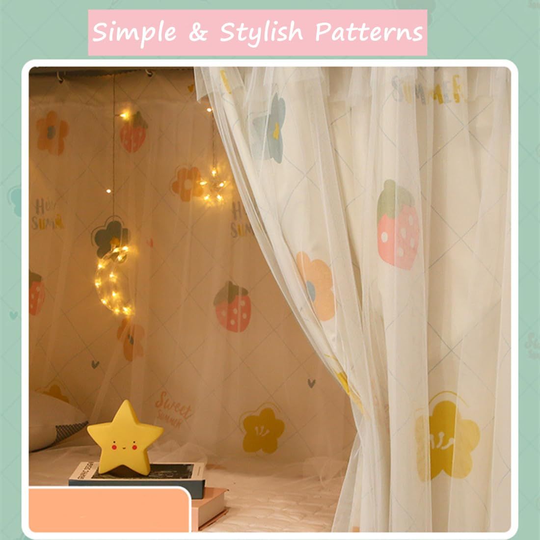 Students Dorm Bunk Bed Curtain Home Privacy Bed Shading Curtain Net Bed Cloth Dustproof Blackout Bed Canopy Bedding Curtain Students Dormitory Tent Lightproof Cloth Bedding Canopy Spread Curtain - Image 3