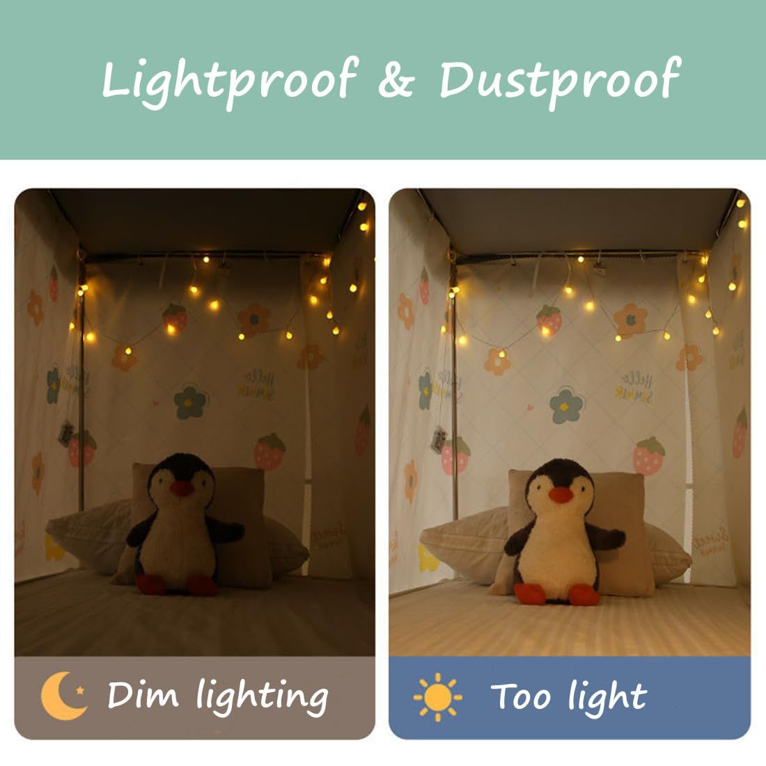 Students Dorm Bunk Bed Curtain Home Privacy Bed Shading Curtain Net Bed Cloth Dustproof Blackout Bed Canopy Bedding Curtain Students Dormitory Tent Lightproof Cloth Bedding Canopy Spread Curtain - Image 5