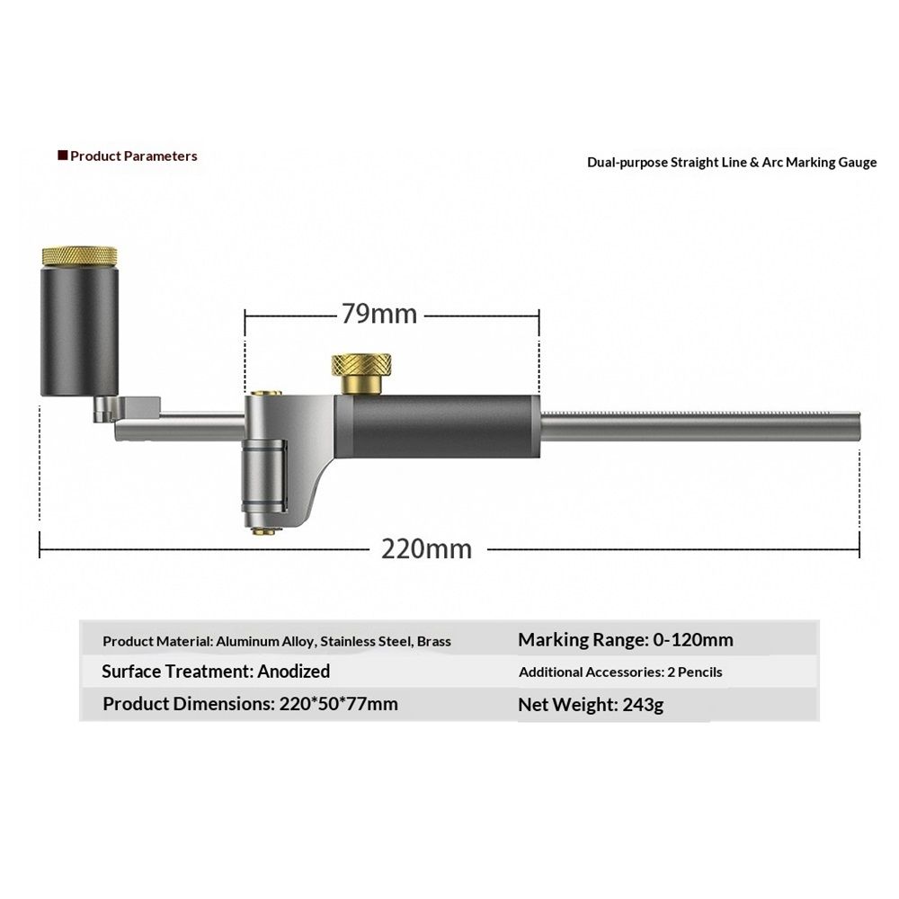 Marking Gauge, 2‑in‑1 Woodworking Scribe Scriber Multi‑Function Line Maker Measuring Tools Sliding Mark Scraper - Image 5