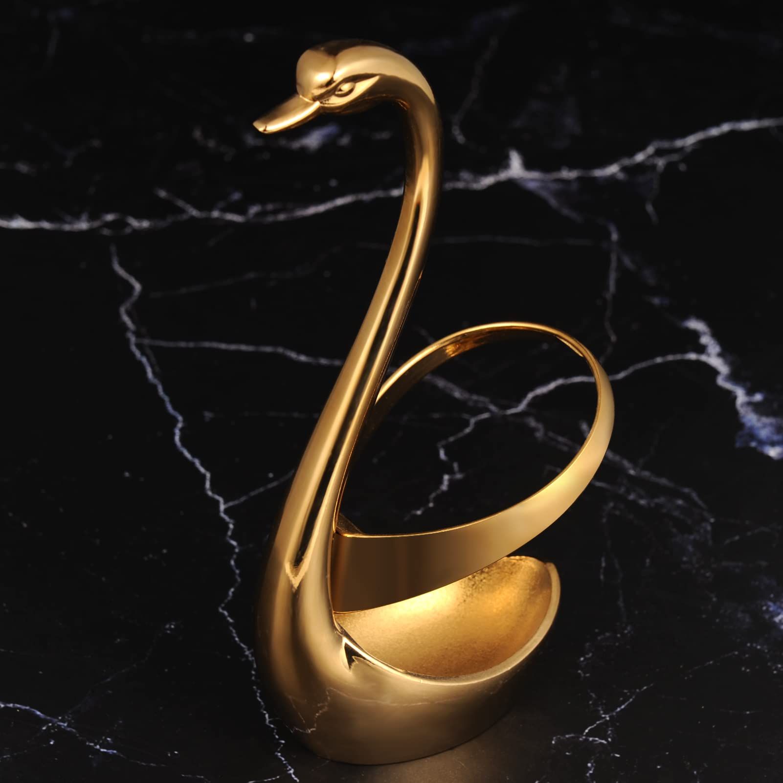 Elegant Small Gold Swan Base Holder for Coffee Bar & Dining, Perfect for Wedding & Entertaining Table Decor - Image 2