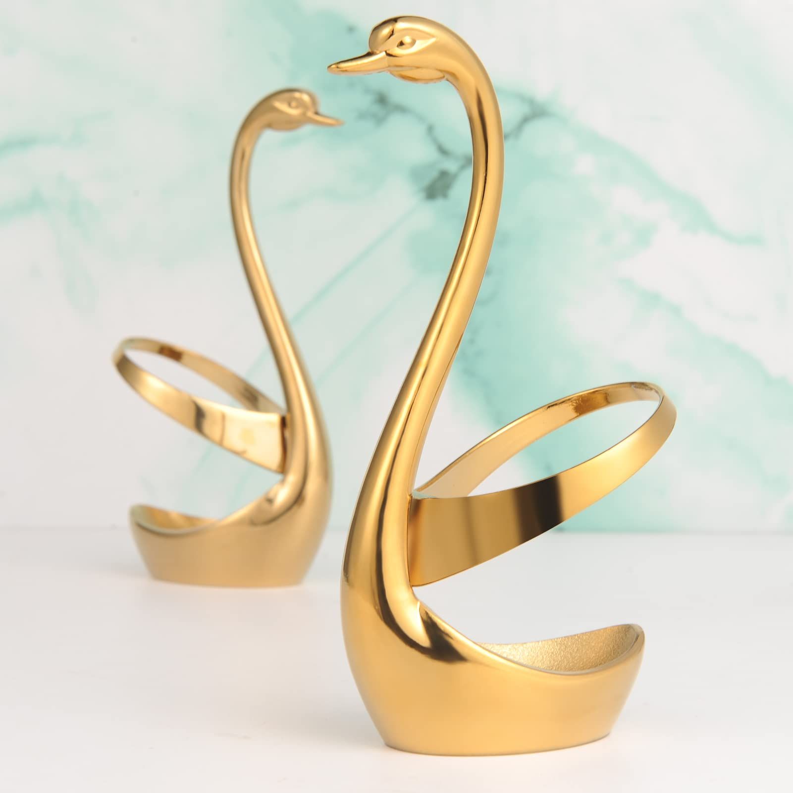 Elegant Small Gold Swan Base Holder for Coffee Bar & Dining, Perfect for Wedding & Entertaining Table Decor - Image 3