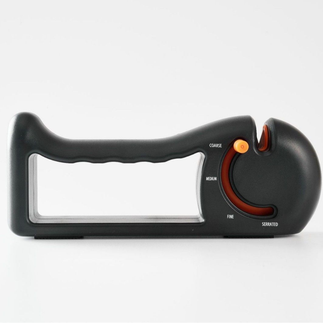 Orange 4-Stage Knife Sharpener & Serrated Knife Sharpener– Repairs, Sharpens & Polishes Blades with Ergonomic Non-Slip Grip - Image 1