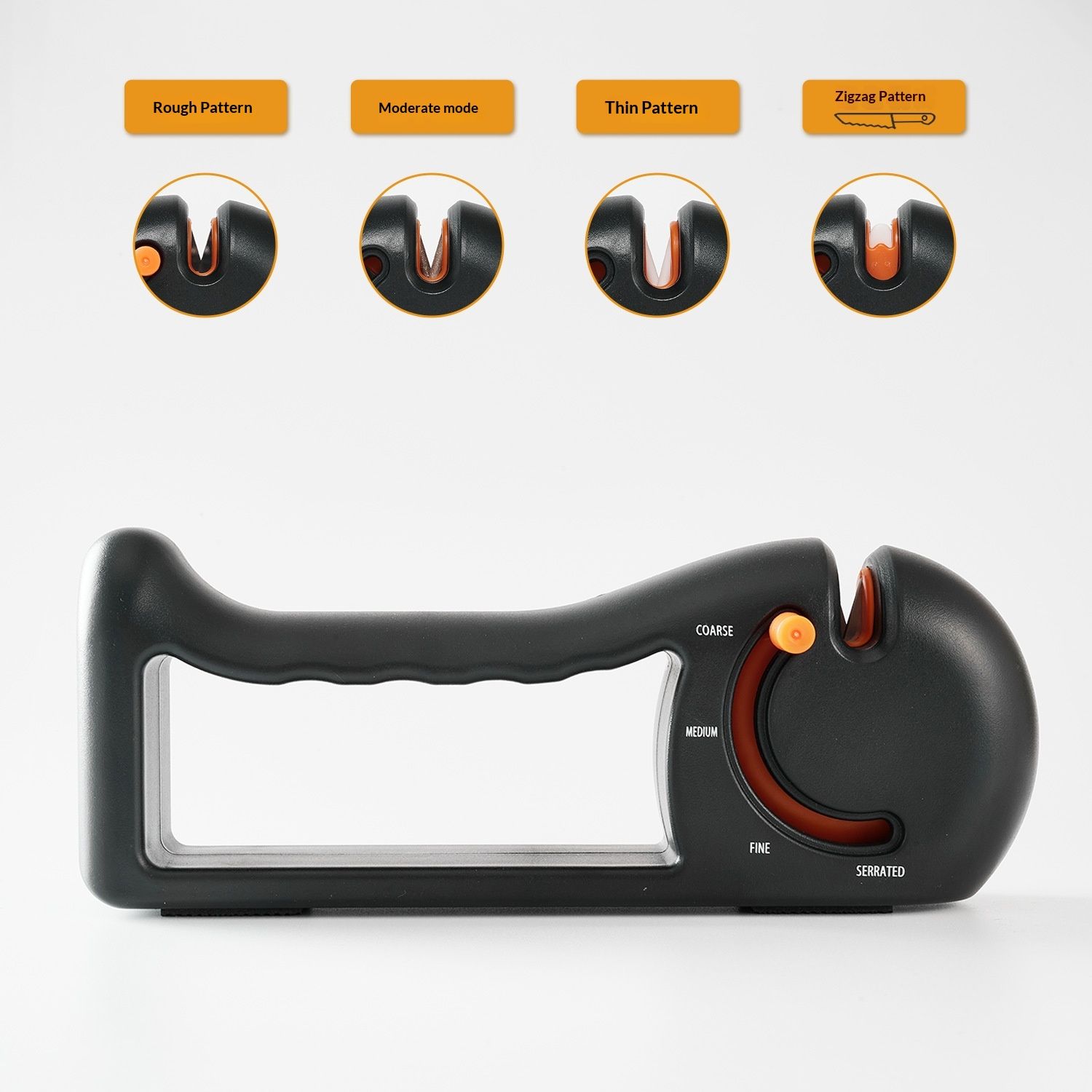 Orange 4-Stage Knife Sharpener & Serrated Knife Sharpener– Repairs, Sharpens & Polishes Blades with Ergonomic Non-Slip Grip - Image 4