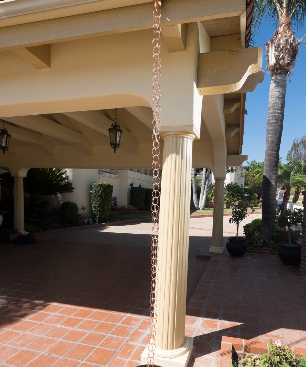 Rain Chains Pure Copper Ring Rain Chain, 125cm Decorative Rain Catcher Chain for Gutters, Rain Chains for Outside, Rain Gutter Replacement Downspout - Image 2