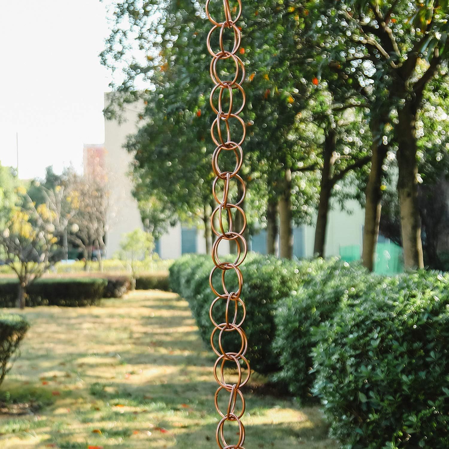 Rain Chains Pure Copper Ring Rain Chain, 125cm Decorative Rain Catcher Chain for Gutters, Rain Chains for Outside, Rain Gutter Replacement Downspout - Image 3