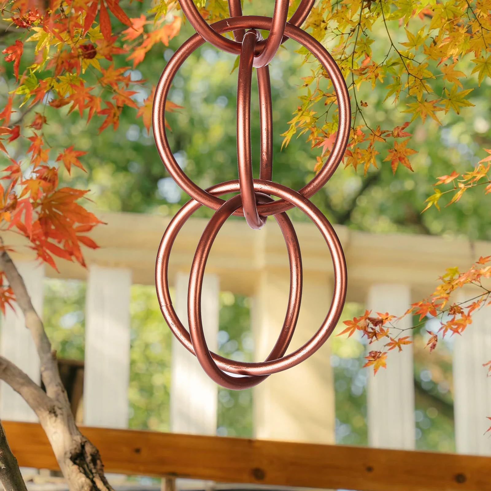 Rain Chains Pure Copper Ring Rain Chain, 125cm Decorative Rain Catcher Chain for Gutters, Rain Chains for Outside, Rain Gutter Replacement Downspout - Image 5