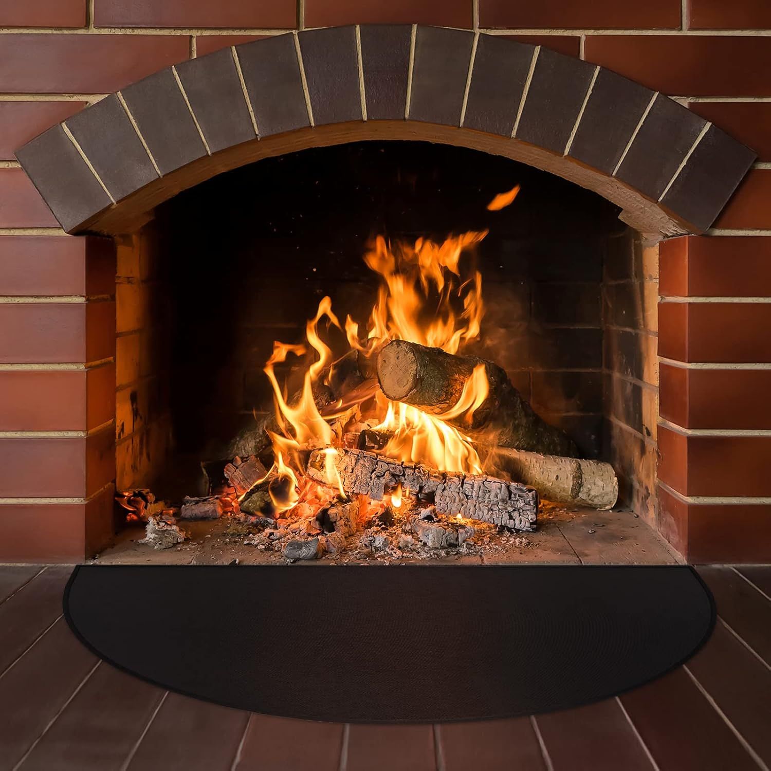 Fireproof Fireplace Hearth Mat Oil-Proof Waterproof BBQ Protector for Decks and Patios, Hearth Rug Protects Floors from Sparks Embers, Black - Image 4