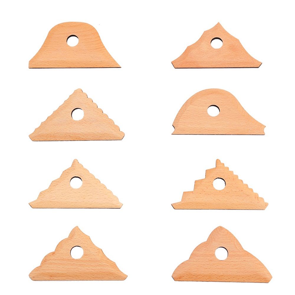 Triangle Pottery Ribs & Trimming Tools | Shaper Tools | 6 Clay Texture Ribs | Solid Beech Wood | 8-Pack - Image 1