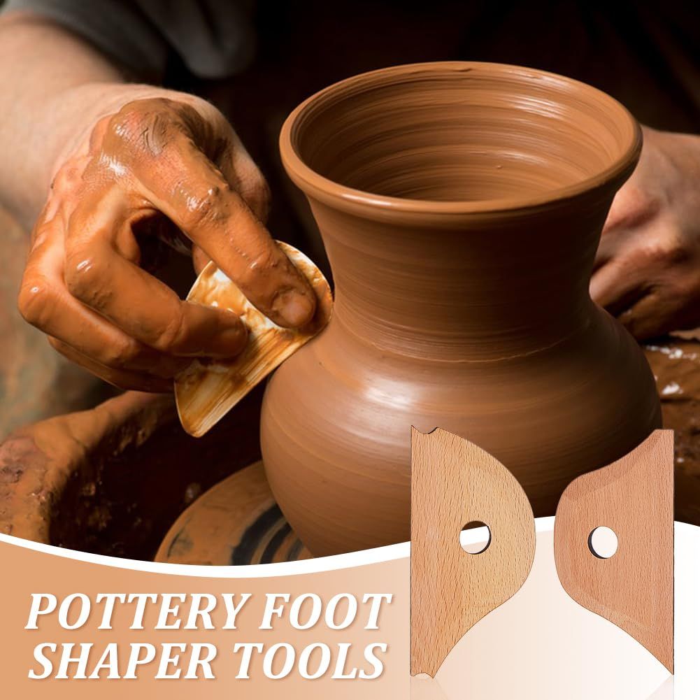 Triangle Pottery Ribs & Trimming Tools | Shaper Tools | 6 Clay Texture Ribs | Solid Beech Wood | 8-Pack - Image 2