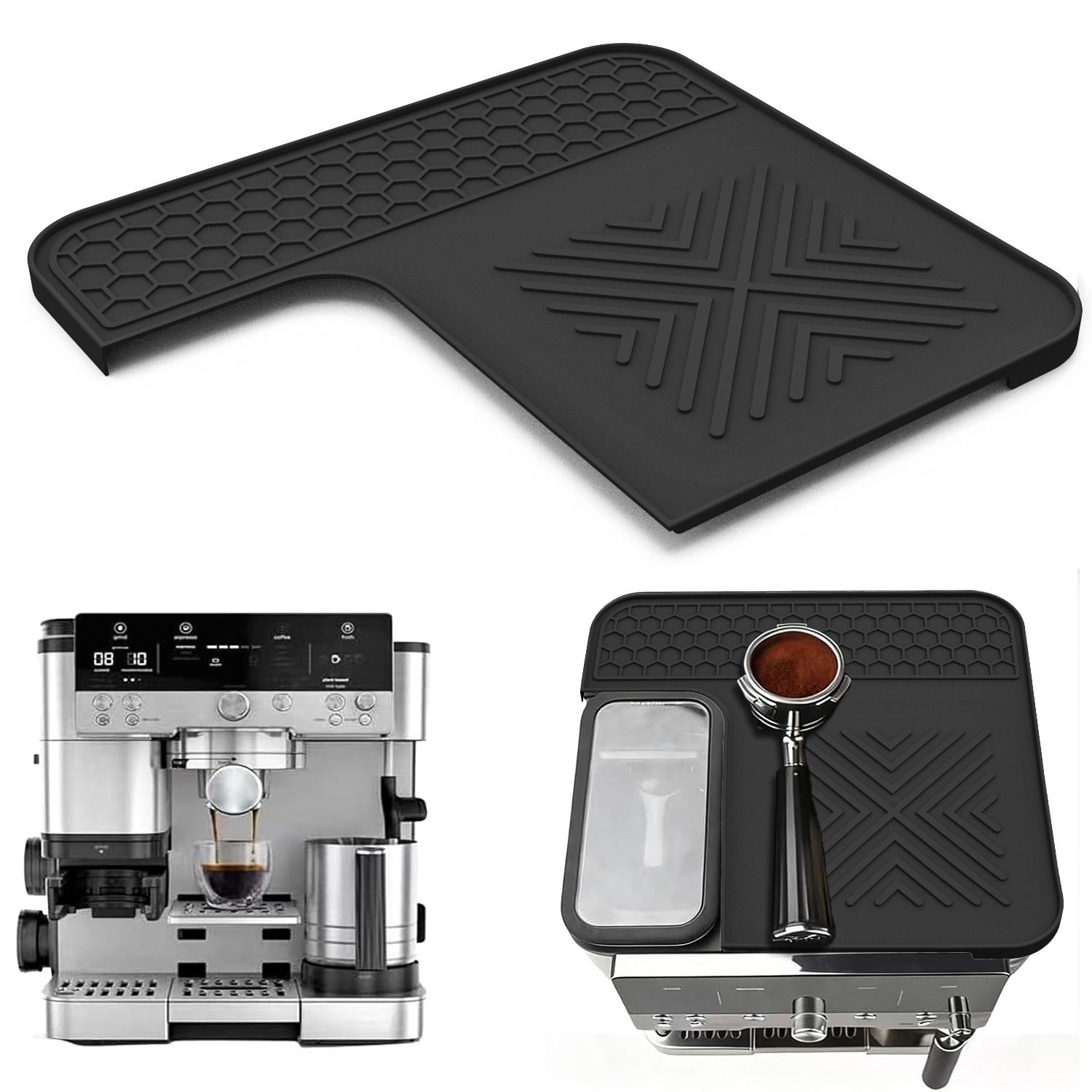 Top Mat Cafe Espresso Machine – Protect Top Surface Food Grade Silicone Tamping Mat for Cafe Accessories – Waterproof Non-Slip Espresso Tamper Mat Black - Image 2