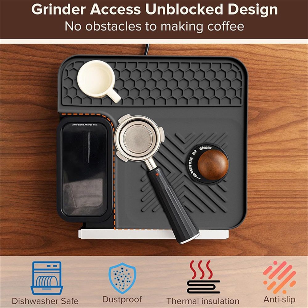 Top Mat Cafe Espresso Machine – Protect Top Surface Food Grade Silicone Tamping Mat for Cafe Accessories – Waterproof Non-Slip Espresso Tamper Mat Black - Image 3