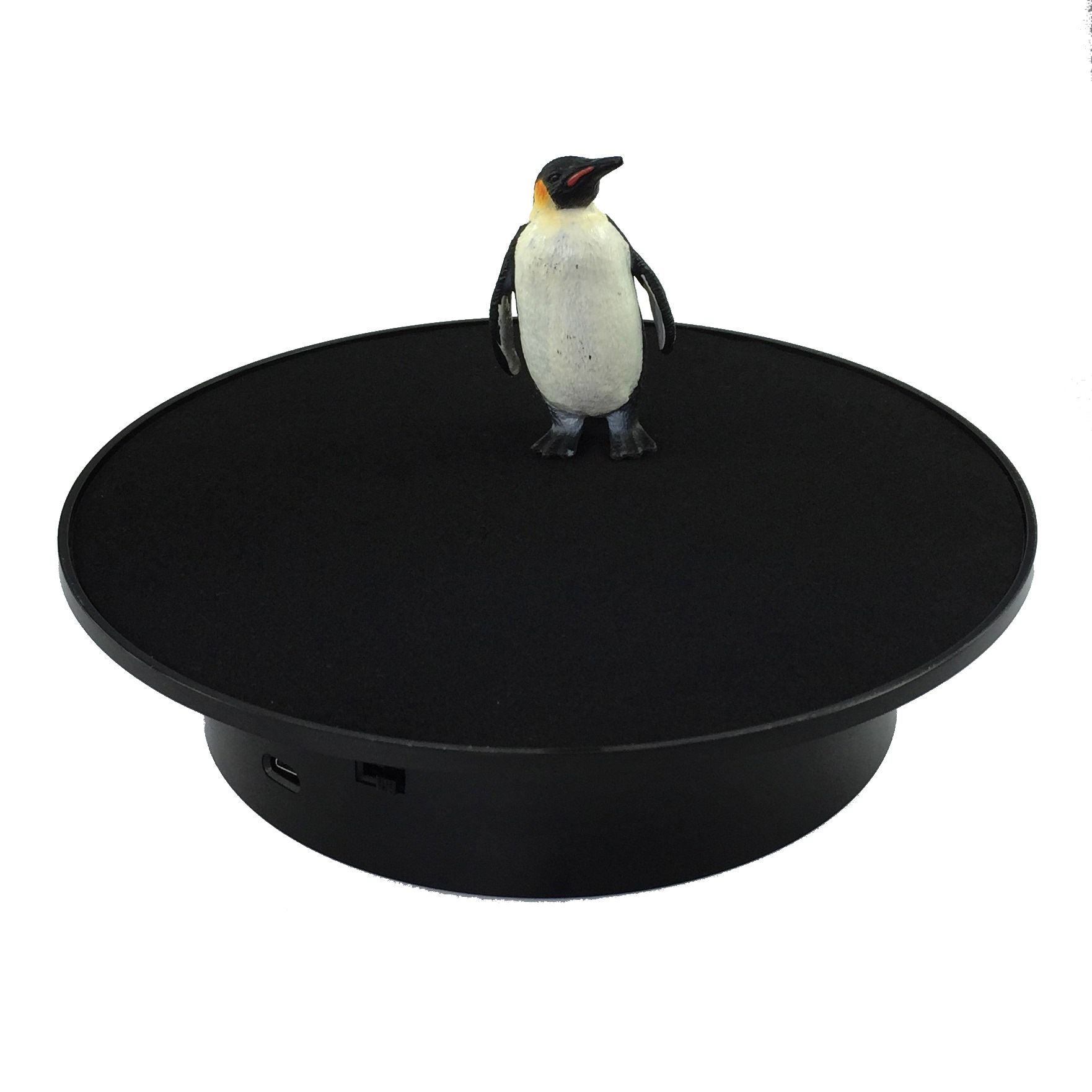 Motorized Rotating Display Stand, 360 Degree Electric Rotating Turntable with Velvet Top, Load Automatic Mute Lazy for Photography Products Jewelry 3D Model, Black Stand - Image 1