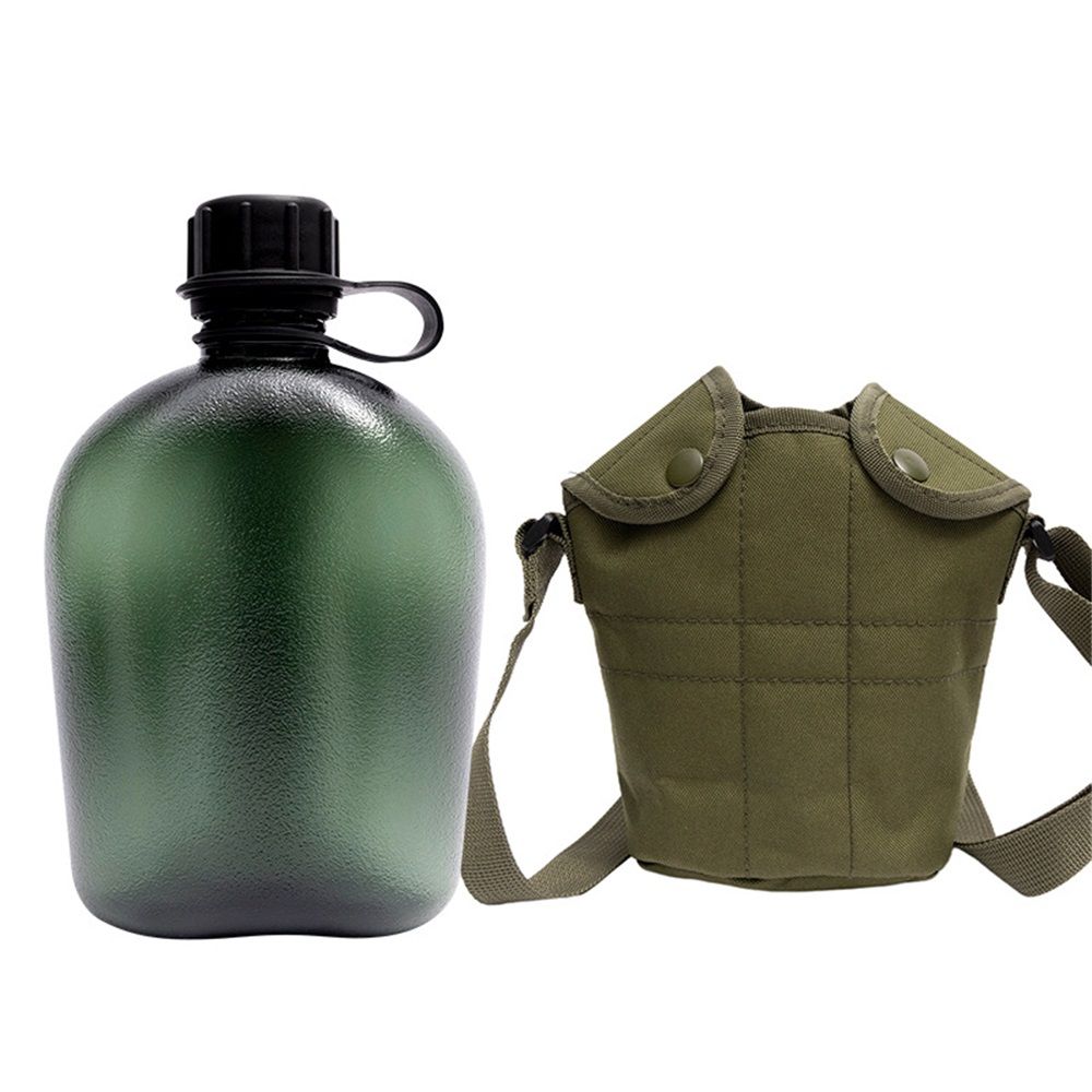 Canteen Water Bottle - 1 LWater Canteen Water Bottle for  Hiking Camping Survival (Bottle & Cover Olive) - Image 1