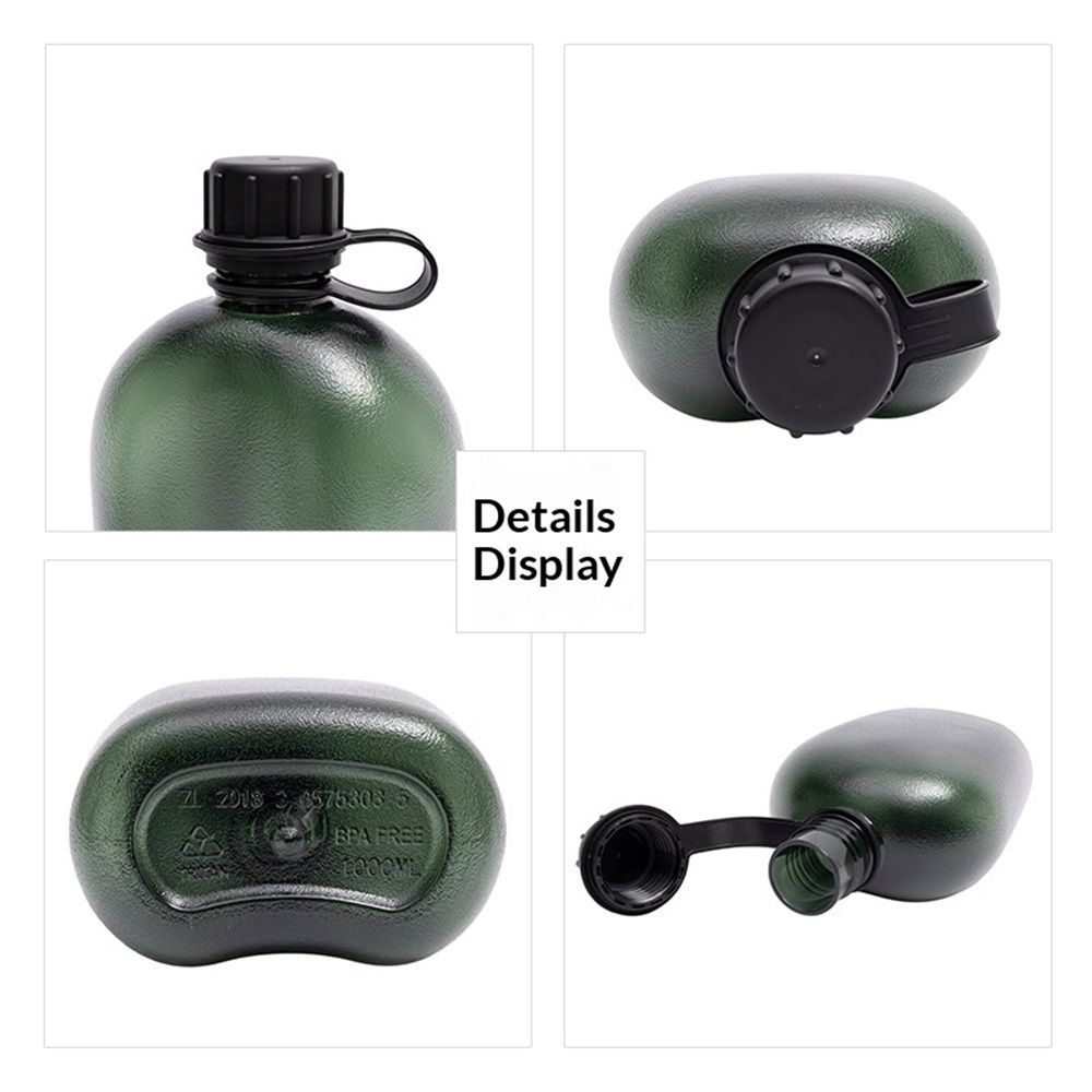 Canteen Water Bottle - 1 LWater Canteen Water Bottle for  Hiking Camping Survival (Bottle & Cover Olive) - Image 4