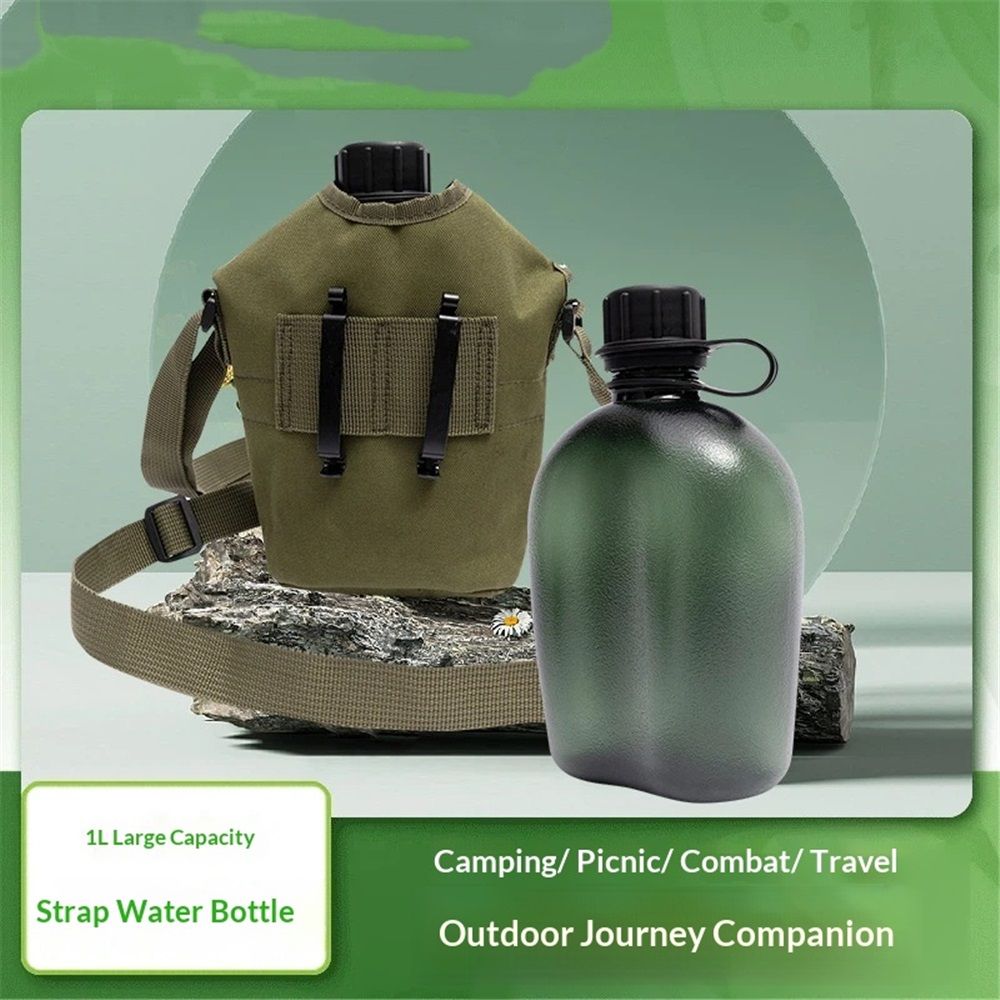 Canteen Water Bottle - 1 LWater Canteen Water Bottle for  Hiking Camping Survival (Bottle & Cover Olive) - Image 5