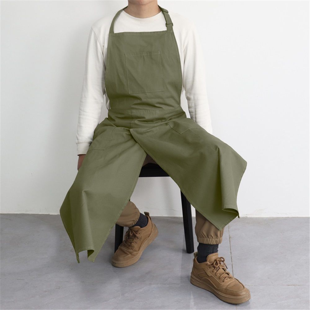 Pottery Apron Split Leg Long Artist Painting Aprons with 3 Pockets for Ceramics Clay Women Men（green） - Image 1