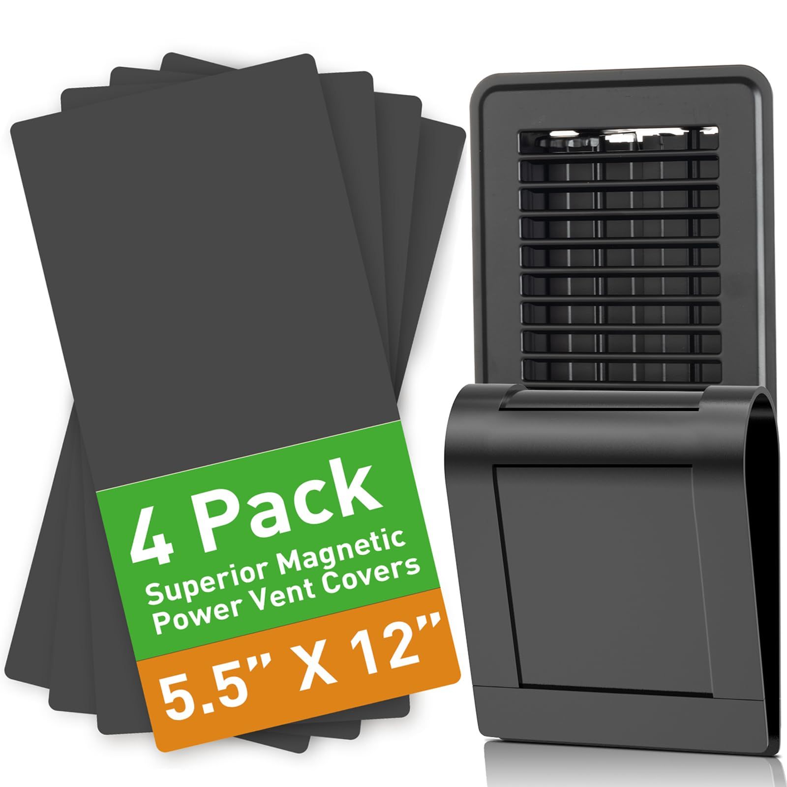 Magnetic Vent Covers (4-Pack) for Complete Sealing of Residential Standard Floor Vent Covers 5.5