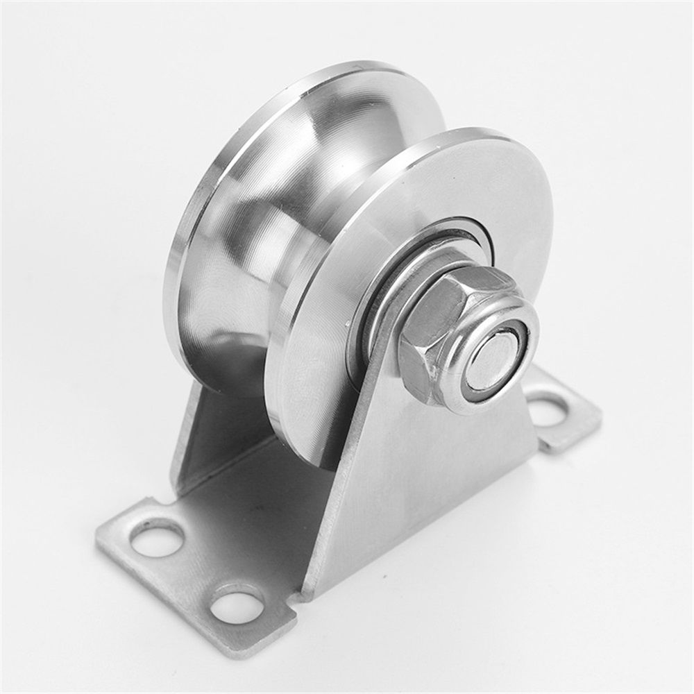 Groove Wheel Pulley Stainless Steel Pulley Block Super Silent Single Pulley Block for DIY Gym Equipment,Sliding Gate Detachable Duplex Bearing with Mounting Screws  (2 Pack) - Image 5