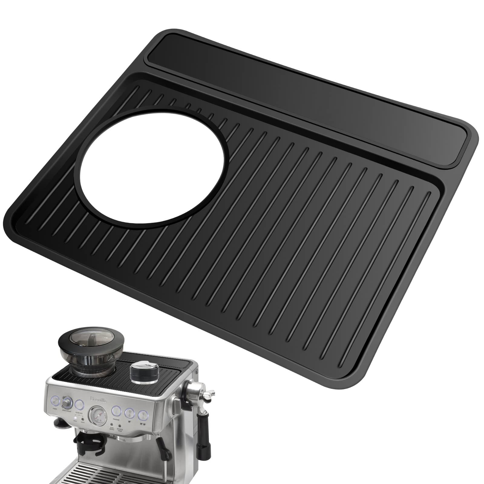Tamping Mat Espresso Tamper Mat, Food Grade Silicone Non-Slip, Waterproof Heat Resistant, Espresso Tamping Station for Espresso Machine Barista Accessories (Black) - Image 1