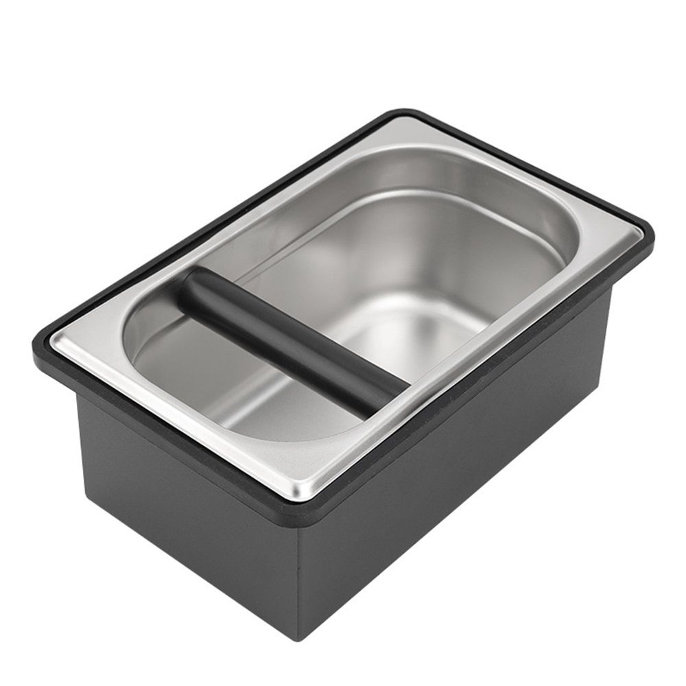 Espresso Knock Box,Stainless Steel Coffee Pucks Container, with Steel Holder and Noise Reduction Rubber Ring - Image 1
